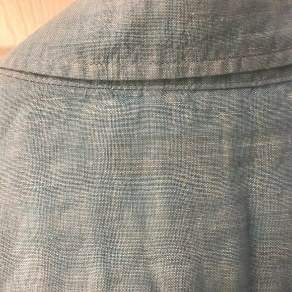 Michael Kors Men's Light Blue 100% Linen Short Sleeve Button Down Shirt, Size L - Picture 5 of 5